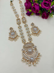 Madhubala Designer Long Wedding Kundan Polki Jewellery Necklace Set