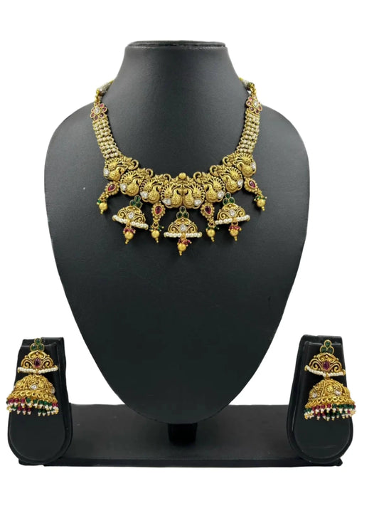 Sugandha Exquisite Peacock design Artificial Designer Antique Necklace Set