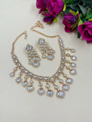 Maansi Elegant Polki Drop Necklace Set | Polki Jewellery Online 