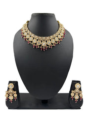 Mitali Rose Gold Polish Exquisite Polki Necklace Set | Wedding Jewellery