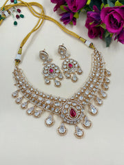 Shaheen Latest Regal Pink Kundan Polki Necklace Set For Weddings and parties online