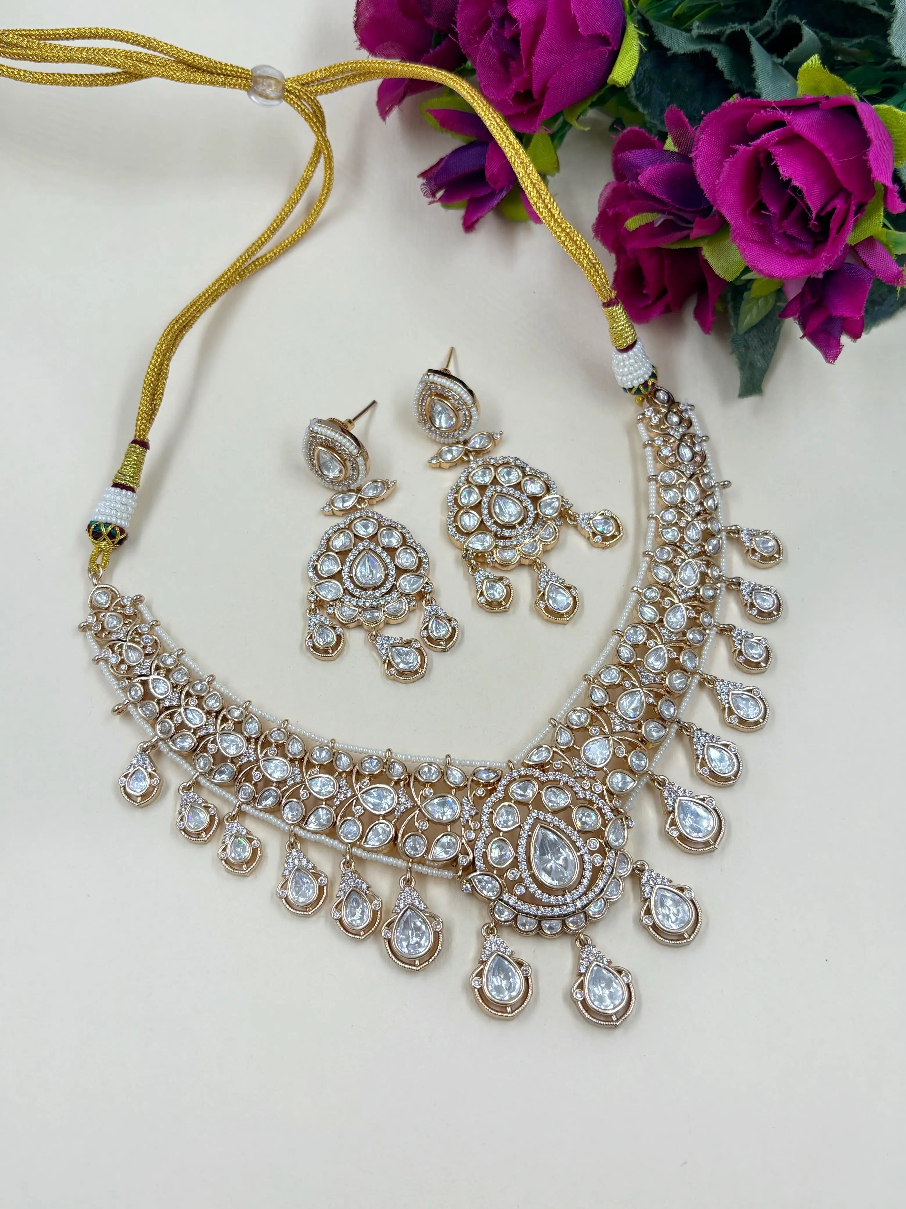 Shaheen Latest Regal Kundan Polki Necklace Set For Weddings and parties online