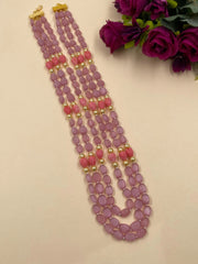 Triple Layered Monalisa Beads Necklace With Tulip Flowers