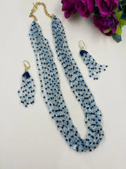 Semi Precious Multi Layered Blue Beads Necklace Set