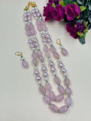 Designer Semi Precious Long Pearls And Gemstone Beaded Necklace