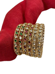 Ananya Rose Gold Polish Sleek Polki Kundan Bangles Online for Women