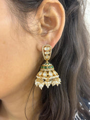 Nazneen Designer Green Indian Kundan Jhumka Earrings For Women and girls 