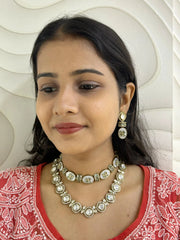 Rimisha Modern Look Red Victorian Uncut Polki And Mother Of Pearl Necklace