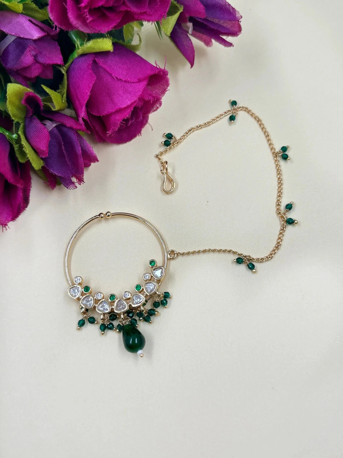 Buy Traditional Rajasthani Polki Kundan Nath Designer Nose Ring