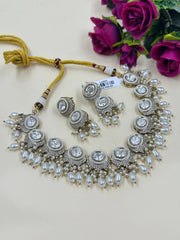 Veronica Women Pearls Victorian Polki Necklace Set | Victorian Jewellery