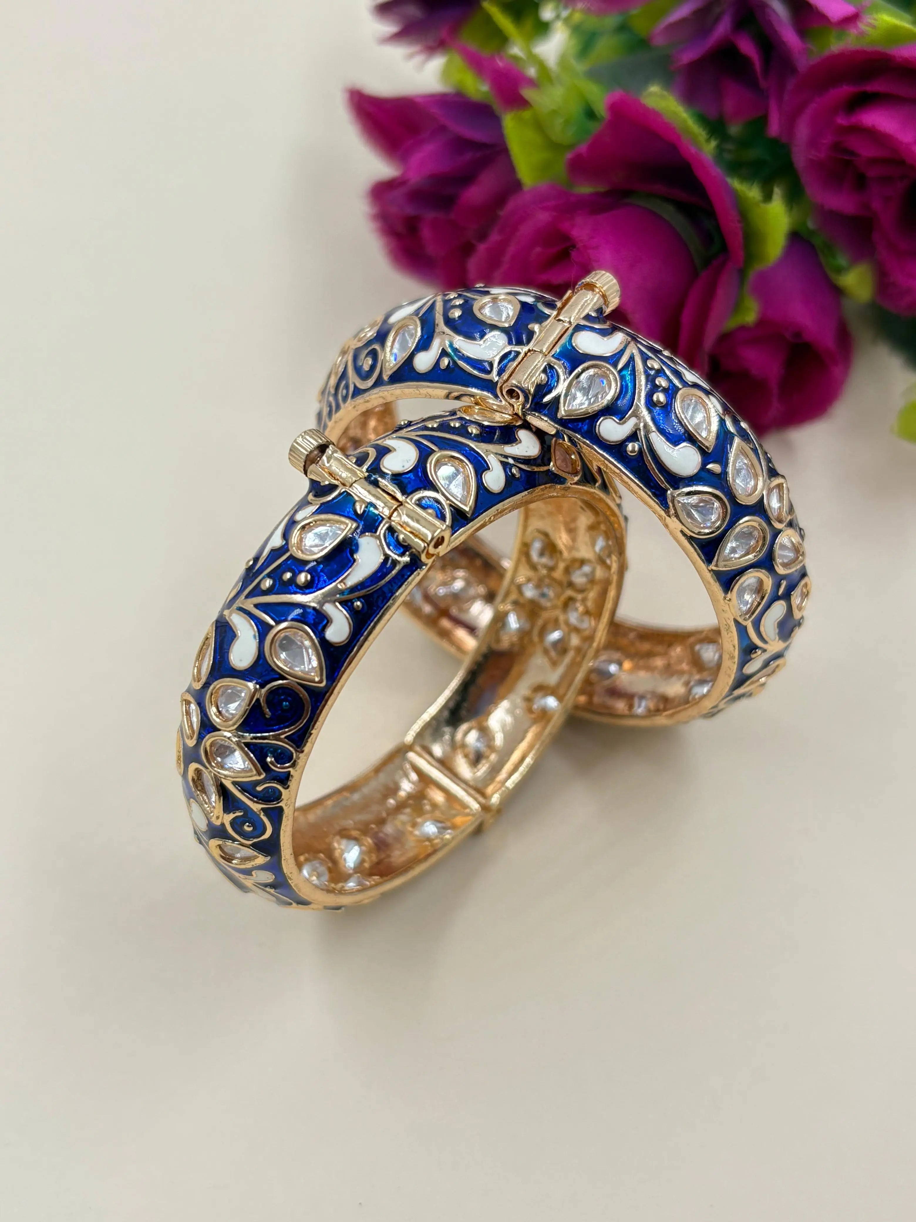 Exquisite Kundan Bangles For Women With Enamel – Royal Rajasthani Kundan Meenakari Bangles