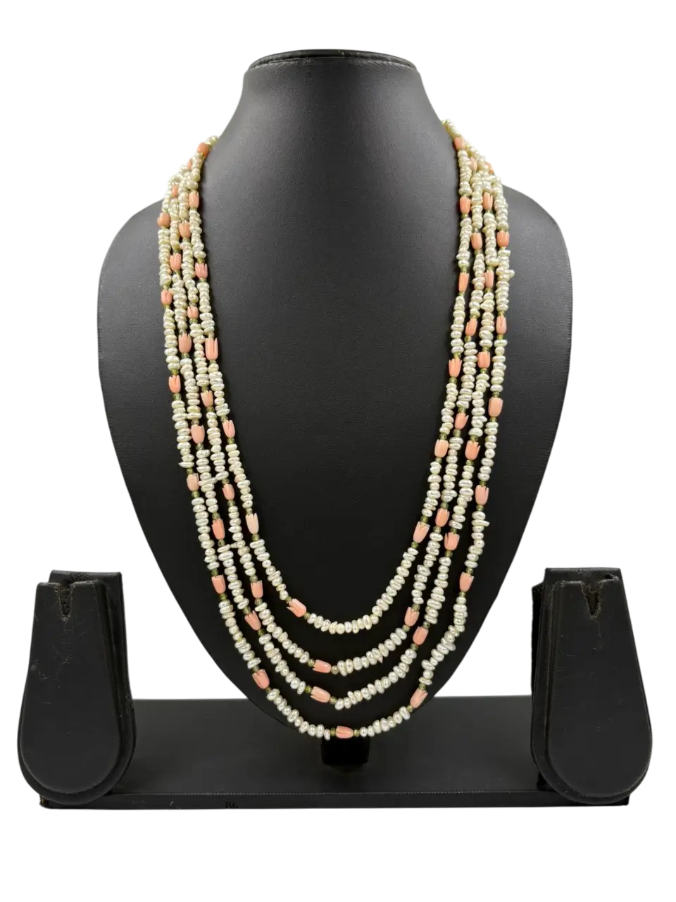 Layered Freshwater Real Hyderabadi Pearls Beaded Necklace With Tulip Flowers