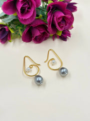 Elegant Grey Pearl Drop Earrings For Ladies | Party Wear Pearl Earrings  For Ladies