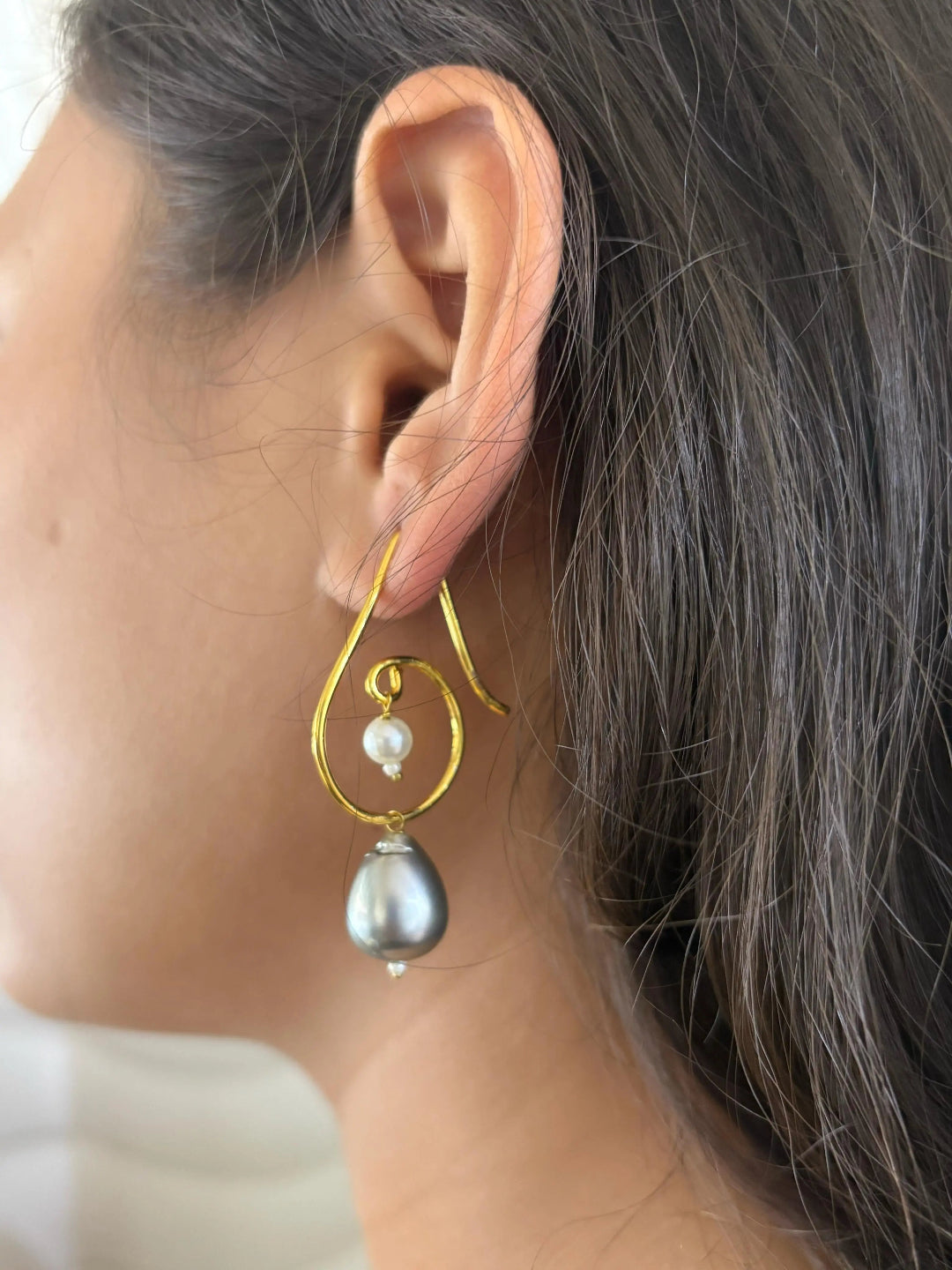 Elegant Grey Pearl Drop Earrings For Ladies | Party Wear Pearl Earrings  For Ladies