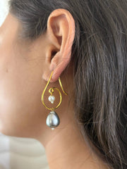 Elegant Grey Pearl Drop Earrings For Ladies | Party Wear Pearl Earrings  For Ladies