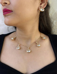 Minimal Jewelry Chain Necklace Set With Polki Drops For Indian And Western Wear 