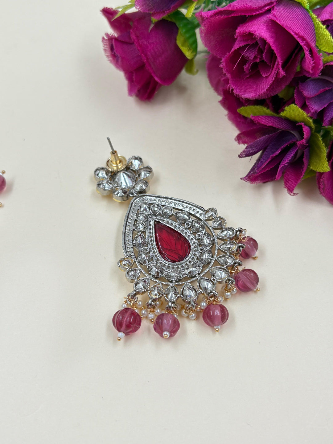 Long Victorian Plated Kundan Earrings For Women - Wedding And Party Wear Earrings