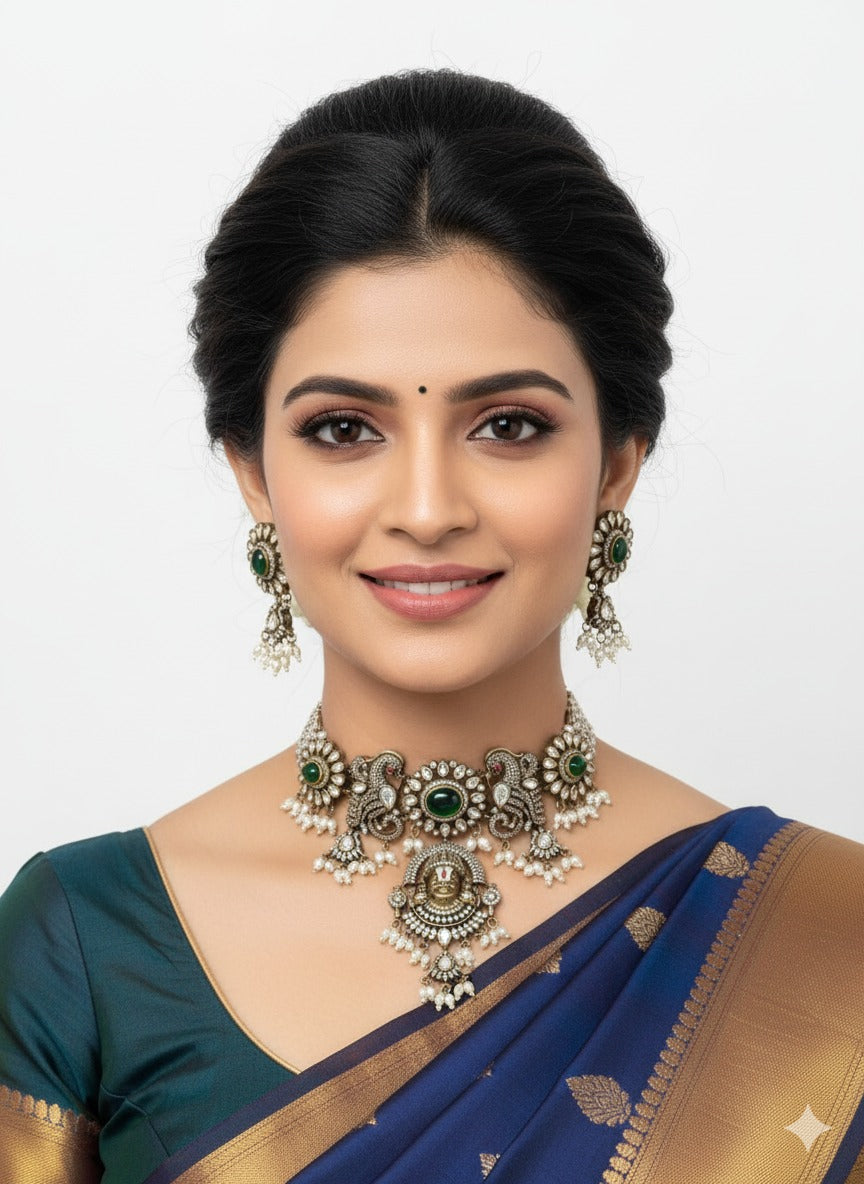 Lord Balaji Antique Temple Jewellery Set For Women By Gehna Shop