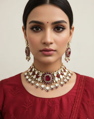 Elegant Modern Victorian Kundan Choker Necklace Set – Statement Wedding Choker Jewelry