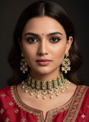 Tanisha Majestic Kundan Polki Choker Necklace Set  | Wedding Choker Jewellery