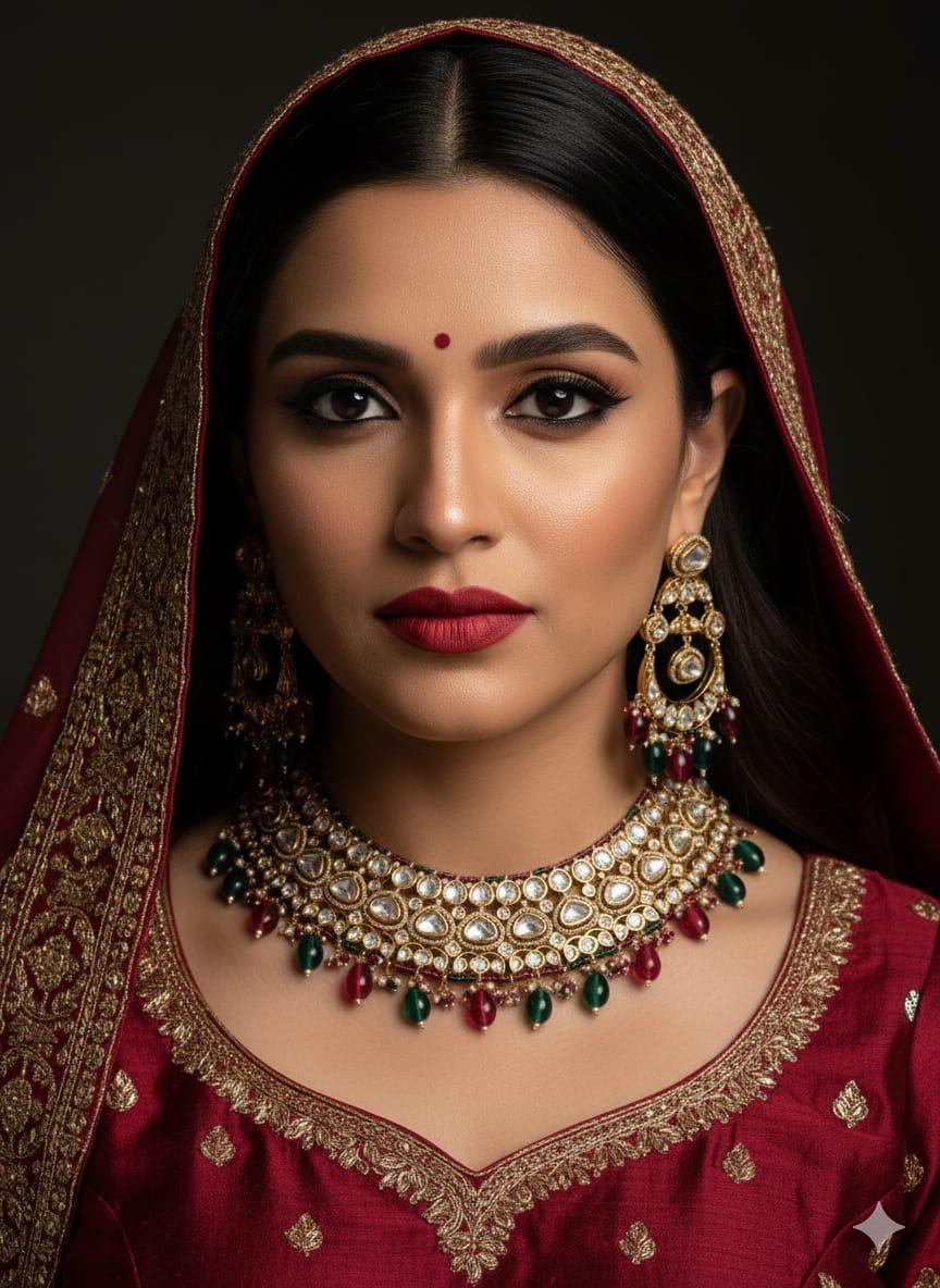 Nandita Designer Wedding Polki Kundan Necklace Set - Bridal Jewellery Set