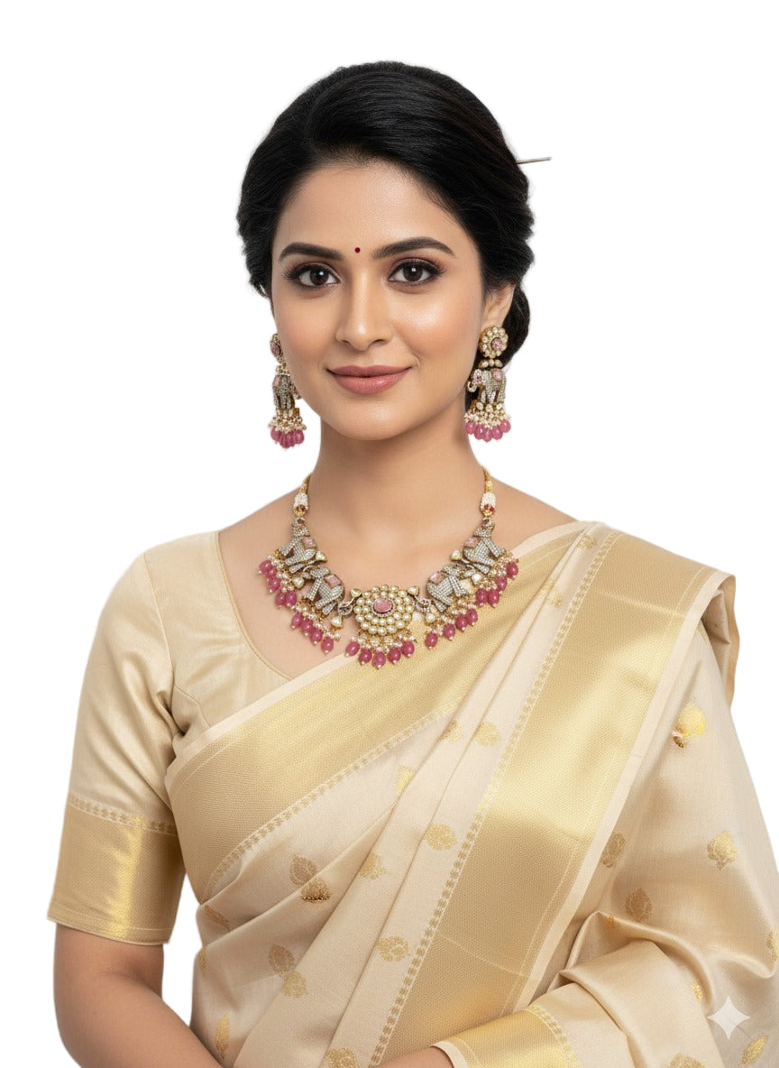 Akira Antique Victorian Elephant Jewelry Necklace Set For Women