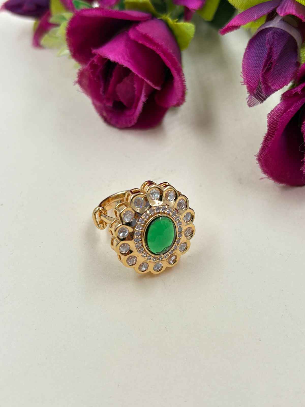 Traditional Adjustable Pary & Wedding Wear Kundan Ring For Women