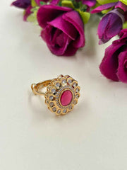 Traditional Adjustable Pary & Wedding Wear Kundan Ring For Women