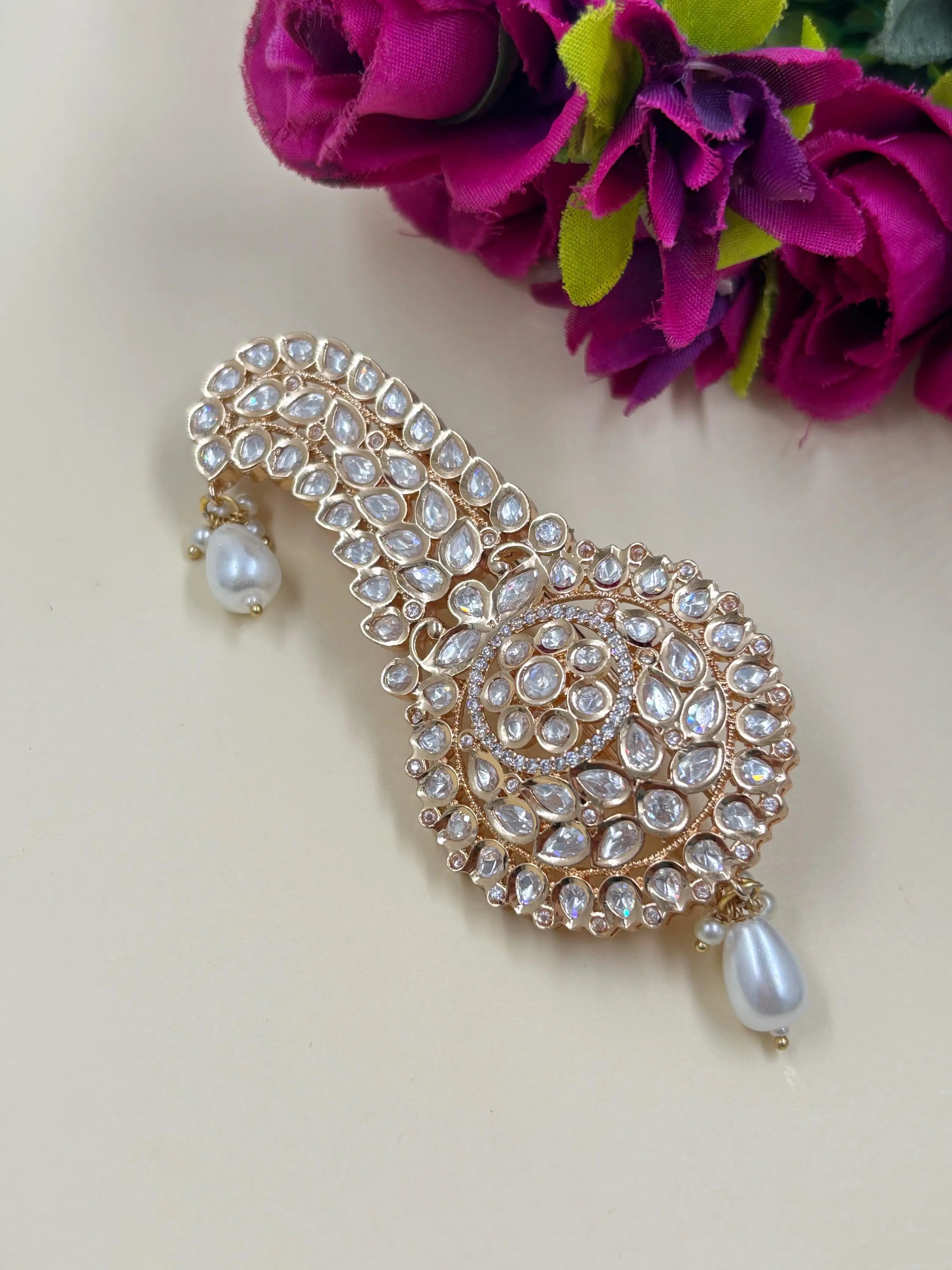 White Designer Polki Kundan Safa Kalangi | Kalgi For Turban Safa