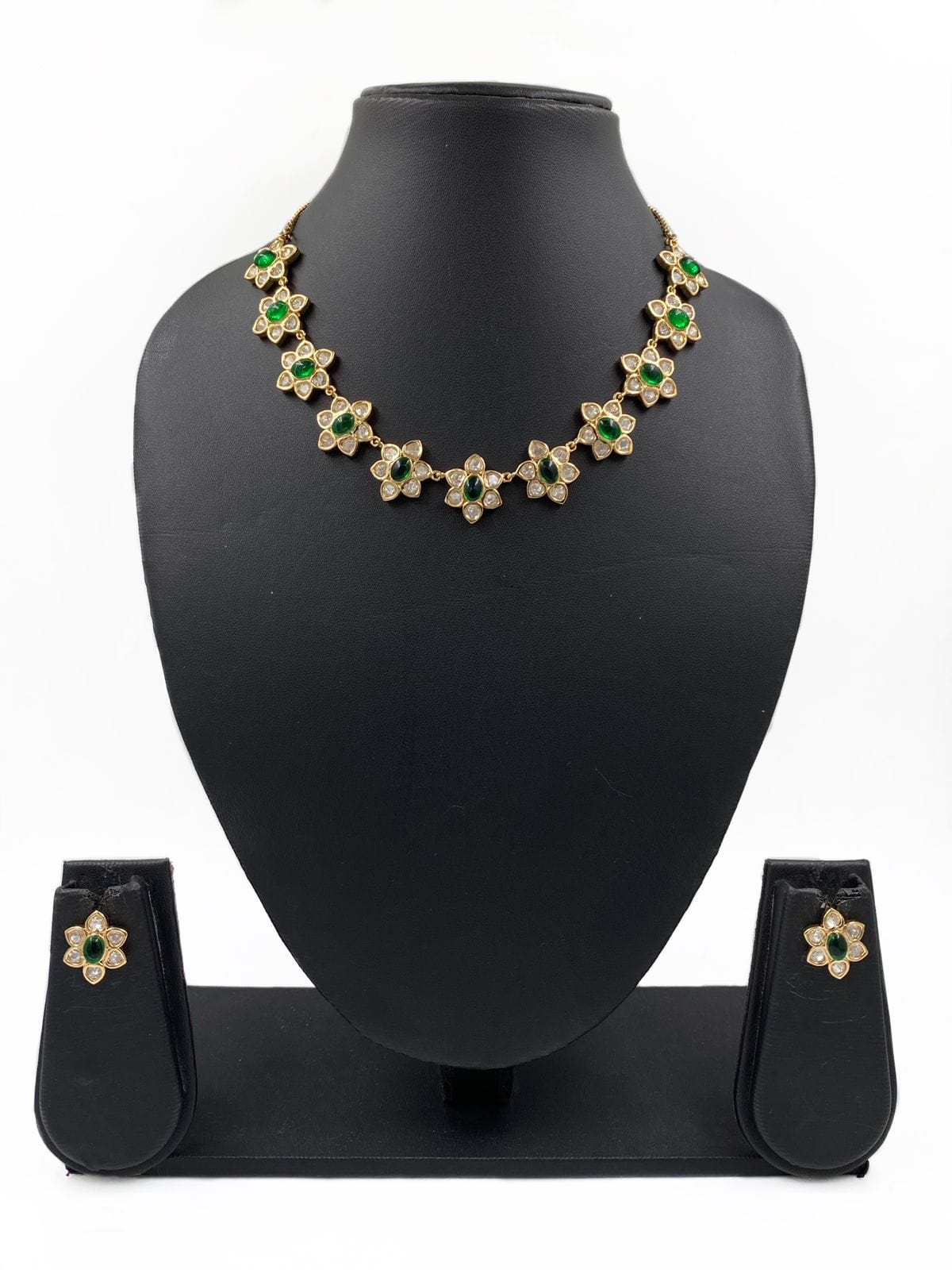 Aafreen Flower Design Simple Polki Kundan Party Wear Necklace By Gehna Shop Choker Necklace Set