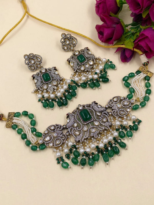 Pearls Beads Designer Gold Plated Choker Necklace Set #59188 | Buy Online @  DesiClik.com, USA