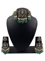 Aazba Designer AD Victorian Choker Necklace Set By Gehna Shop Victorian Necklace Sets