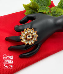 Adjustable Kundan Finger Ring By Gehna Shop Finger rings