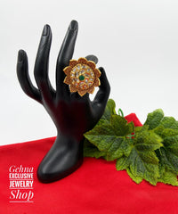 Adjustable Kundan Finger Ring For Ladies By Gehna Shop Finger rings