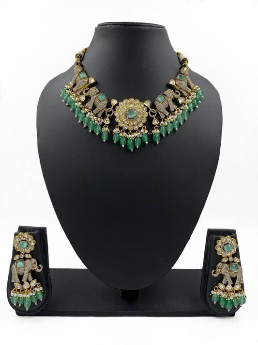 Akira Antique Victorian Elephant Jewellery Set For Weddings By Gehna Shop Victorian Necklace Sets