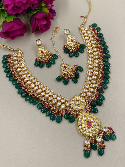 Alisha Gold Plated Kundan Necklace Set With Tikka For Weddings By Gehna Shop Choker Necklace Set