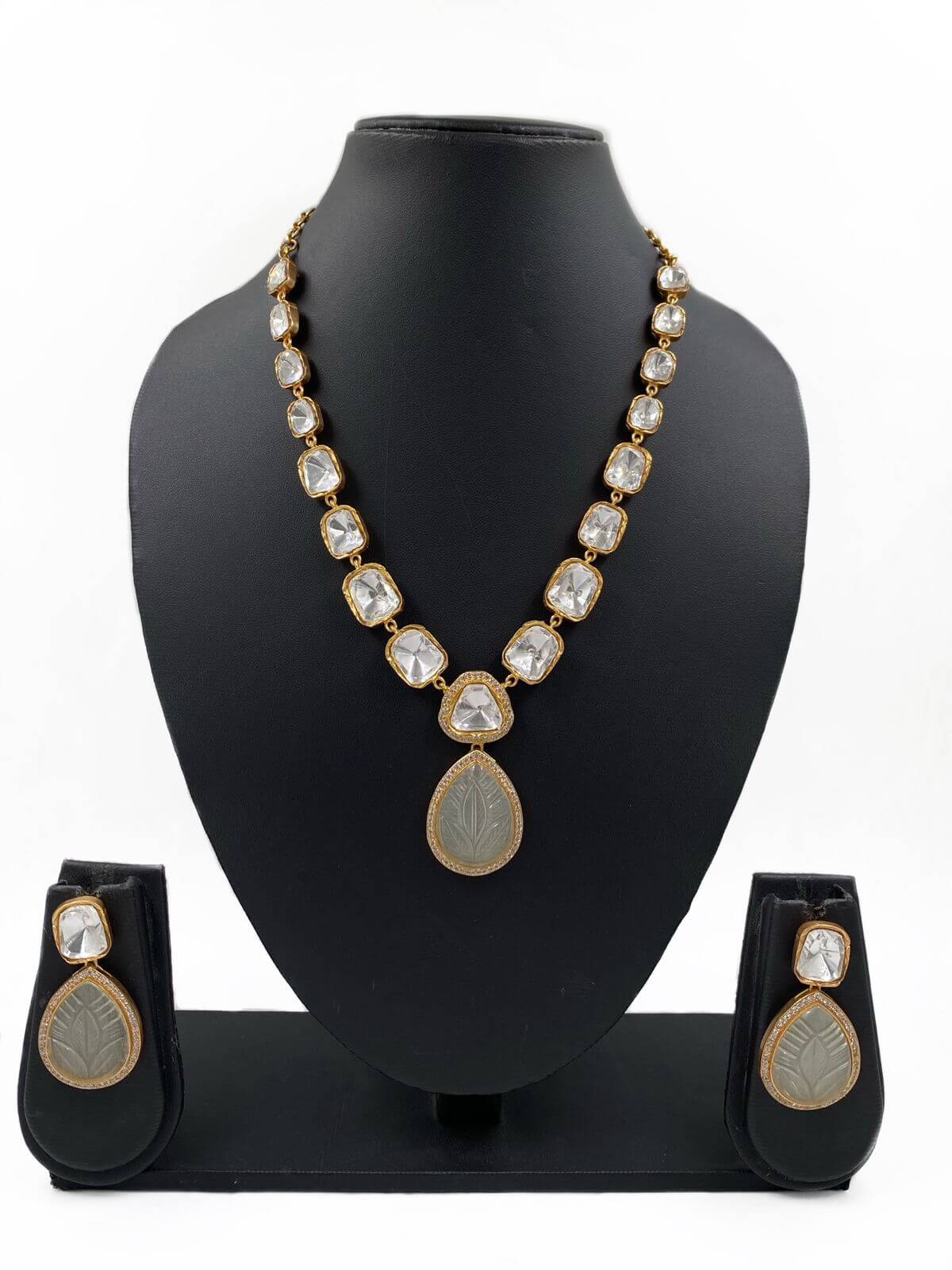 Alisha Moissanite Uncut Polki Neckace Set For Women By Gehna Shop Victorian Necklace Sets