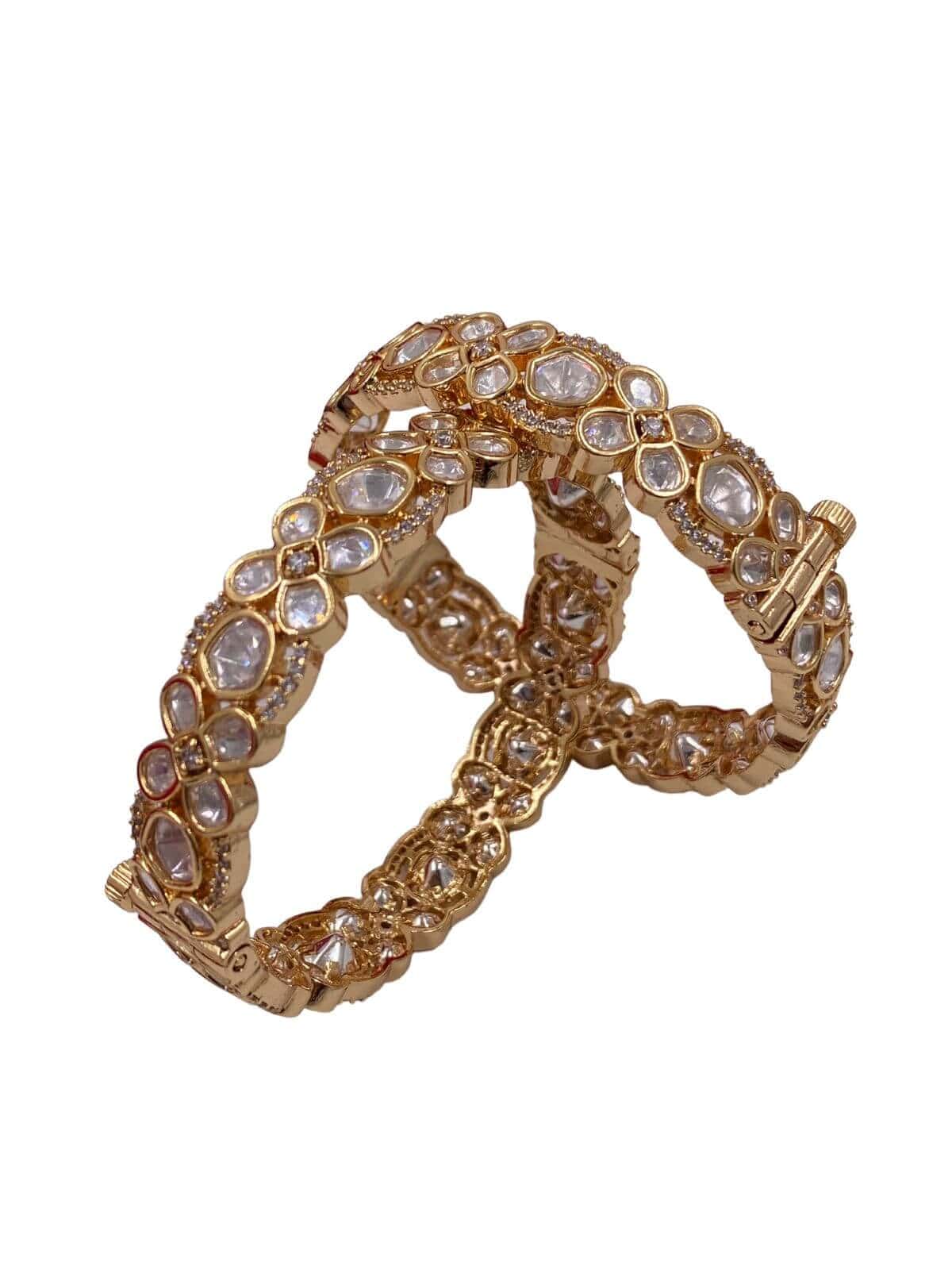 Alvina Floral Design Uncut Kundan Polki Bangles | Women's Bangles Kundan Bangles