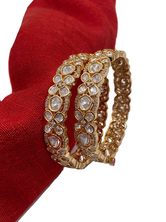 Alvina Floral Design Uncut Kundan Polki Bangles | Women's Bangles Kundan Bangles