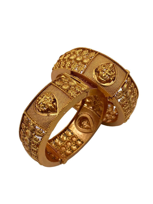 Antique Gold Lakshmi Devi Bangles By Gehna Shop Antique Golden Bangles
