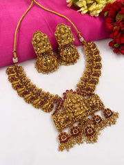 Antique Gold Plated Goddess Lakshmi Necklace Set For Ladies By Gehna Shop Temple Necklace Sets