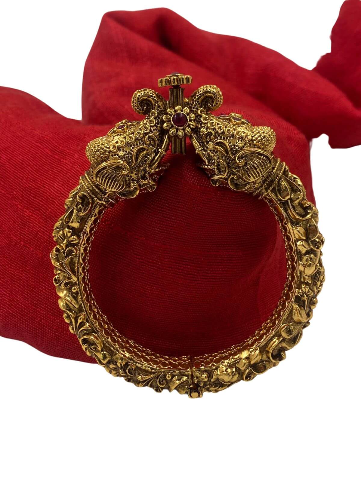 Antique Golden Elephant Head Kada Bracelet For Women Bracelets