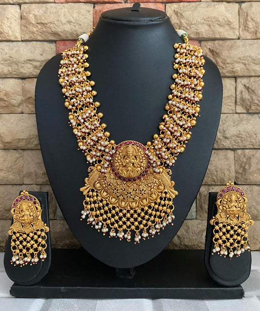 Antique Golden Goddess Lakshmi Temple Jewellery For Weddings By Gehna Shop Temple Necklace Sets