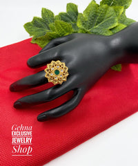 Antique Golden Kundan Finger Ring By Gehna Shop Finger rings
