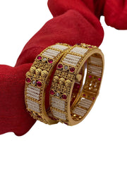 Artificial Gold Plated Golden Kangan Bangle Set For Women By Gehna Shop Antique Golden Bangles