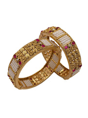 Artificial Gold Plated Golden Kangan Bangle Set For Women By Gehna Shop Antique Golden Bangles