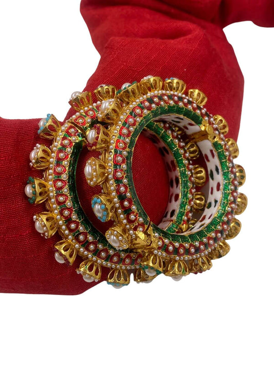Beautiful Multi Color Meenakaari Pearls Pacheli Wedding Bangles By Gehna Shop Bangles