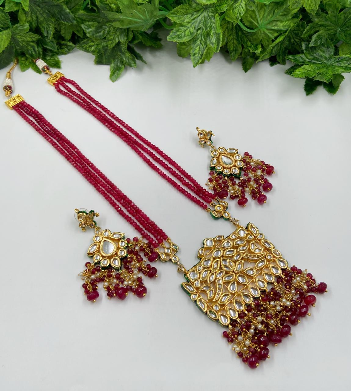 Contemporary Red Kundan Necklace Set For Weddings And Parties By Gehna Shop Kundan Necklace Sets