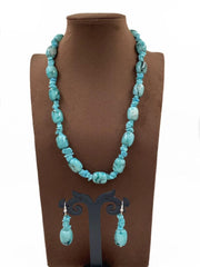 Contemporary Semi Precious Chalcedony And Turquoise Stone Beads Necklace Beads Jewellery