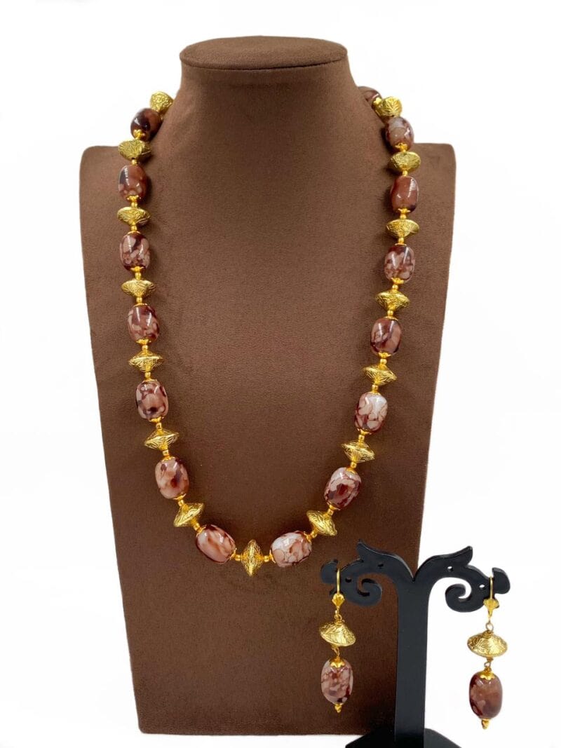 Contemporary Semi Precious Chalcedony Stone Beaded Necklace For Woman Beads Jewellery